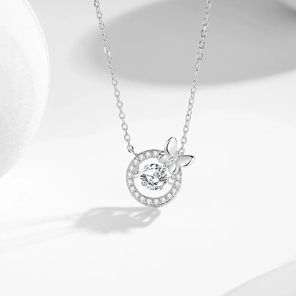 S925 Sterling Silver Butterfly Diamond Pendant Necklace - JIMMY JEWELRY 01