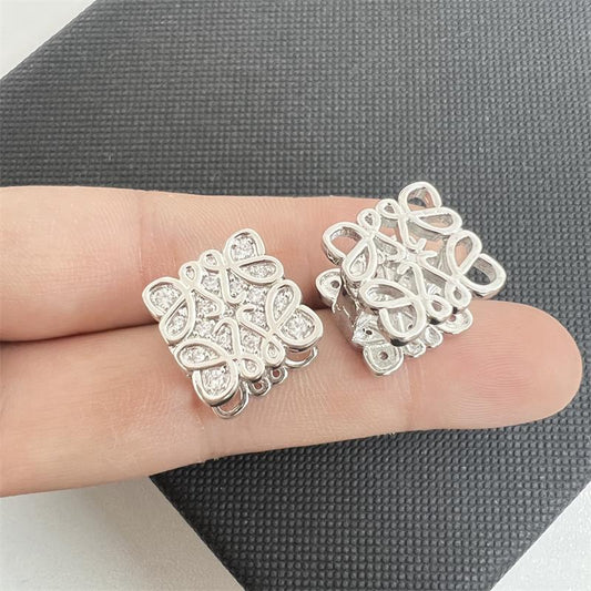 LOEWE Square Cutout Zirconia Stud Earrings for Women