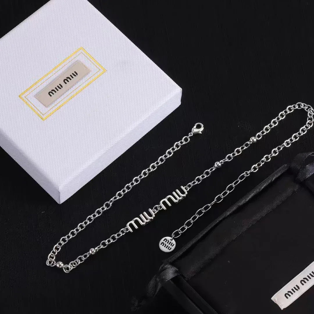 Miu Miu Logo Link Chain Necklace -Stylish Accessory for Every
