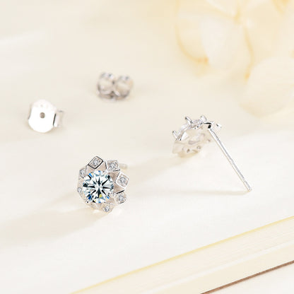 sterling silver diamonds stud earrings