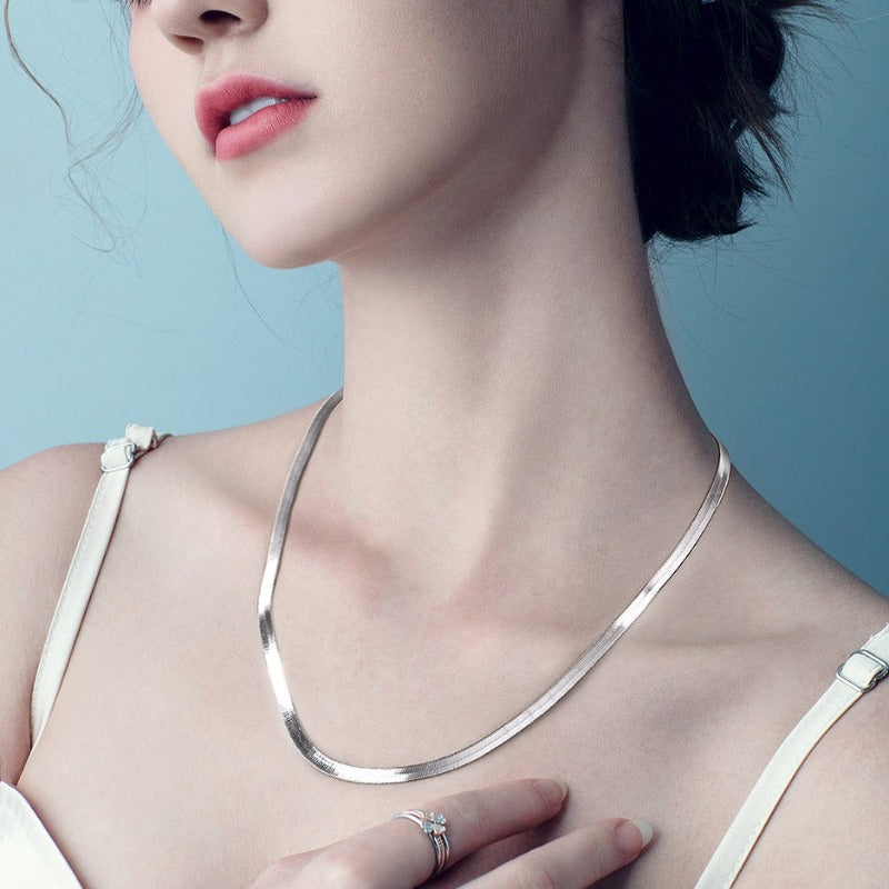 pure silver herringbone necklace