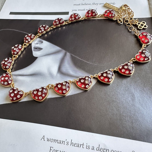 Oscar de la Renta Vintage Matte "Dreamy Heart" Rhinestone Necklace