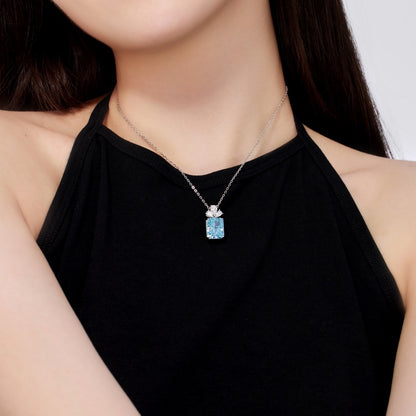 Crushed Iced Out Cut Rectangle Pendant Necklaces