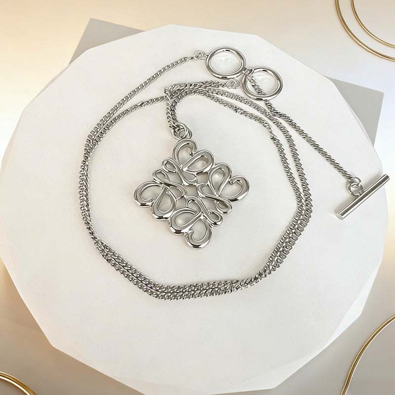 LOEWE Classic Cut-out Logo Square Pendant Necklace