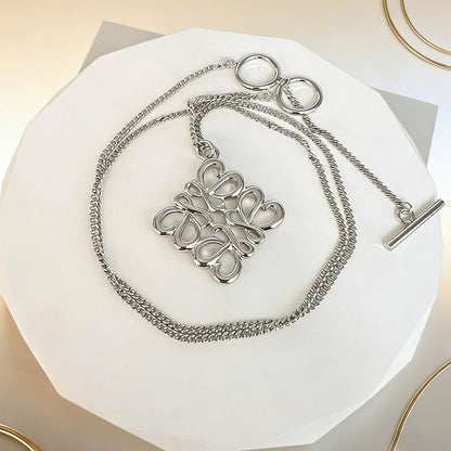 LOEWE Classic Cut-out Logo Square Pendant Necklace