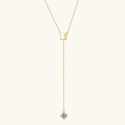 Y-Necklace with Moissanite Butterfly Pendant