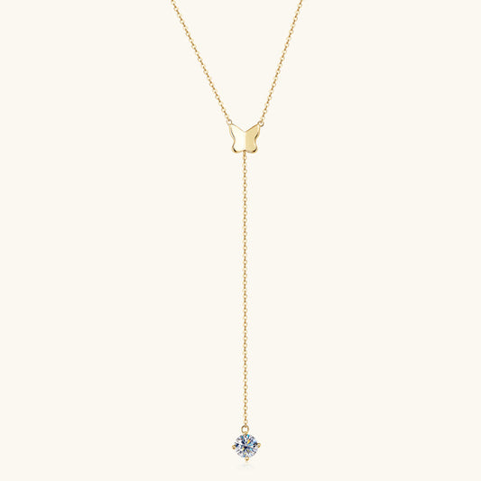 Y-Necklace with Moissanite Butterfly Pendant