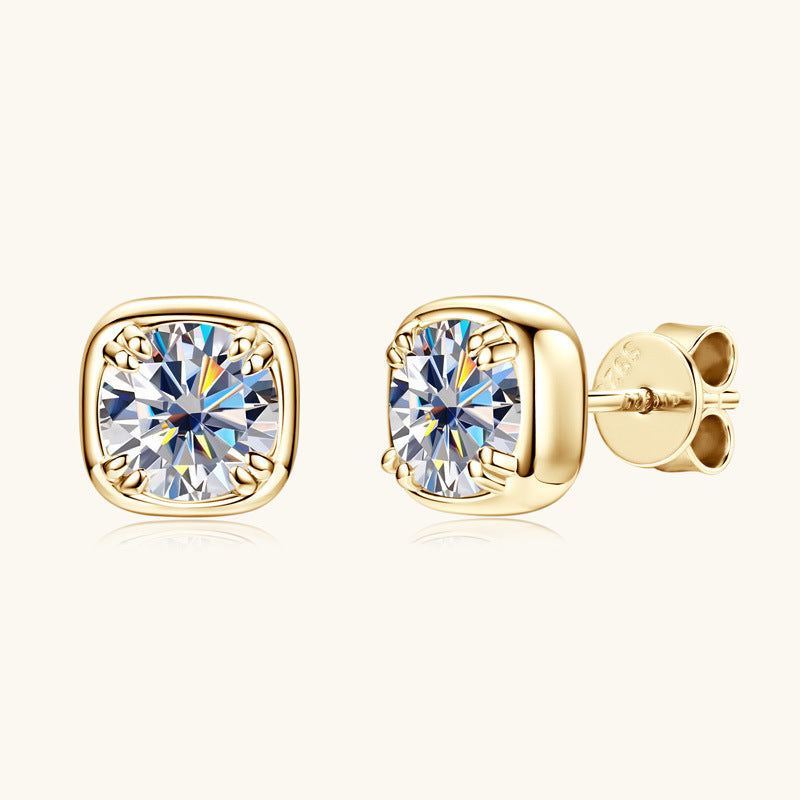 Moissanite Cushion Cut Stud Earrings