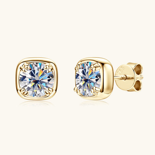 Moissanite Cushion Cut Stud Earrings