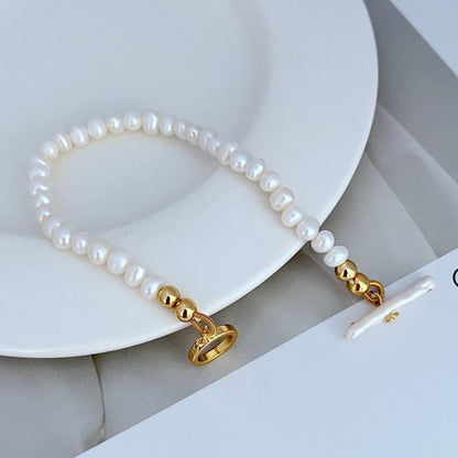 Tory Burch Natural Freshwater Pearl Bead OT-Clasp Bracelet