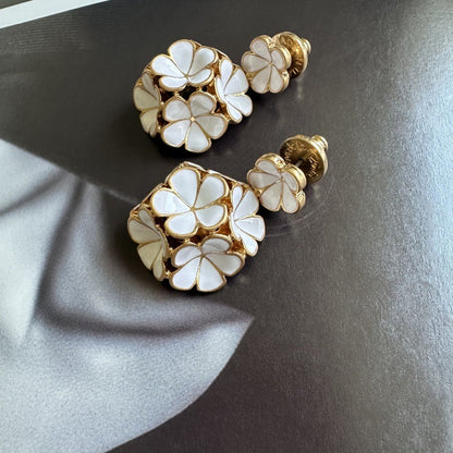 Oscar de la Renta Exquisite Enamel Hydrangea Metal Stud Earrings