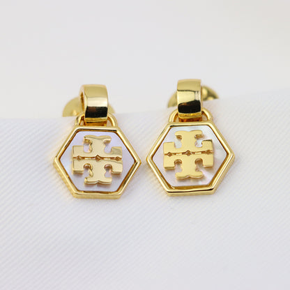 Tory Burch Hexagon Pearl Stud Earrings