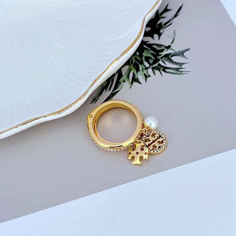 Tory Burch Pearl Rhinestone Three-in-One Ring - JIMMY JEWELRY 01