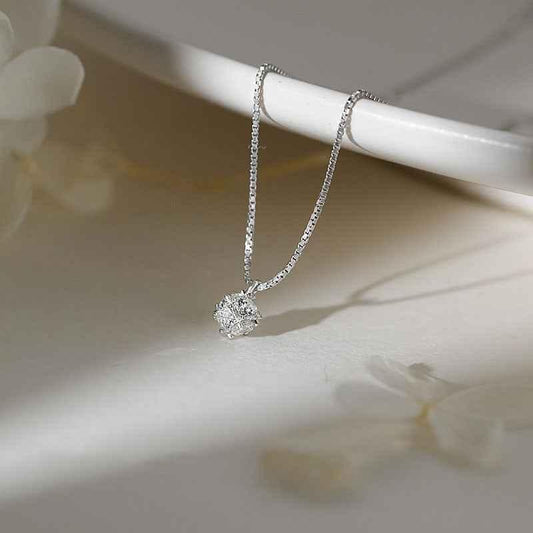 S925 Sterling Silver 3D Cube Diamond Pendant Necklace - JIMMY JEWELRY 01