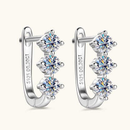Three-Stone Moissanite Huggie Earrings