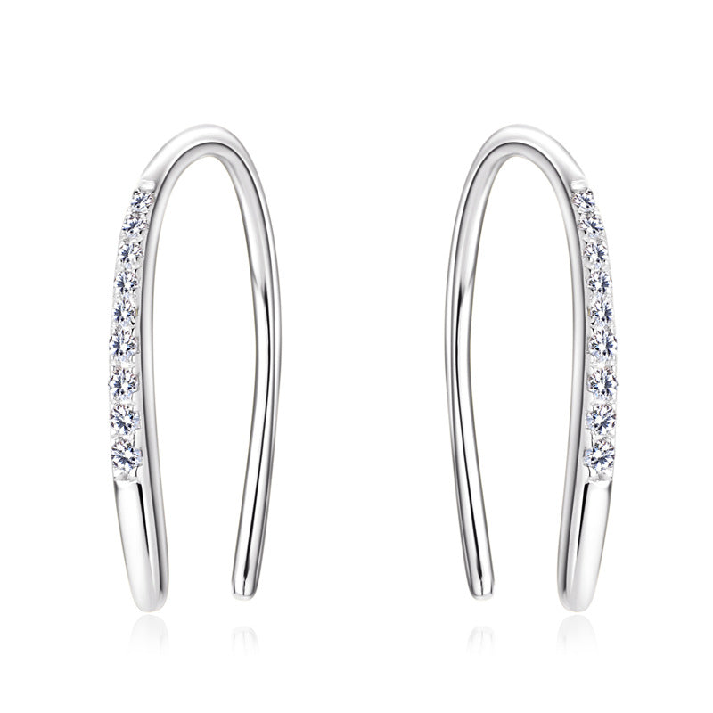 Moissanite Huggie Hoop Earrings with Dangling Stone
