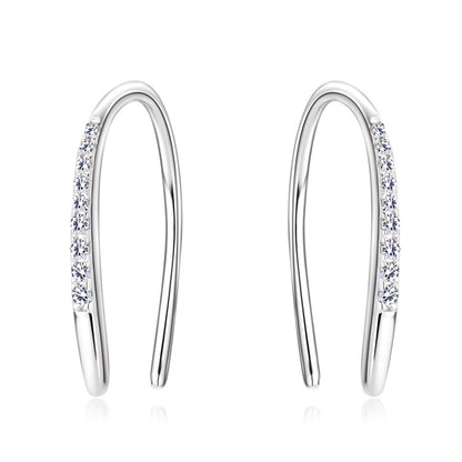 Moissanite Huggie Hoop Earrings with Dangling Stone