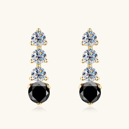 Moissanite and Black Onyx Drop Earrings