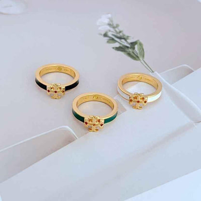 Tory Burch Narrow-Bezel Enamel Ring - JIMMY JEWELRY 01