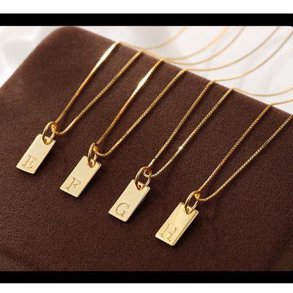 S925 Sterling Silver Simple Square Letter Necklace