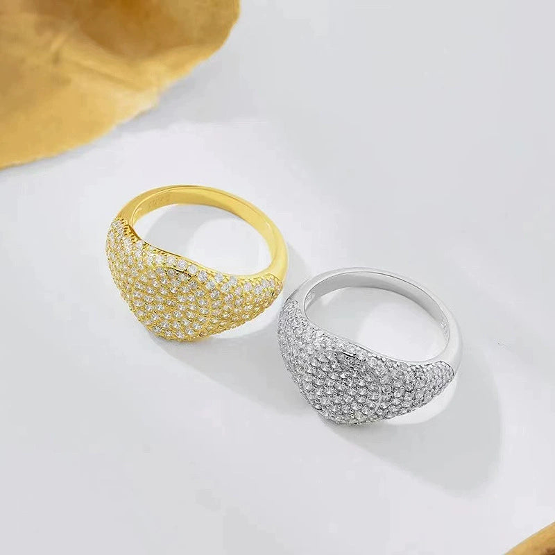 S925 Sterling Silver pave diamond ring