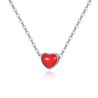 silver red heart necklace