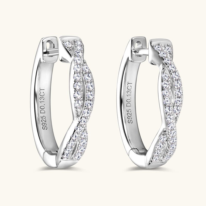 Sterling Silver Twisted Moissanite Huggies