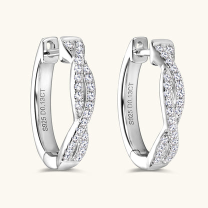 Sterling Silver Twisted Moissanite Huggies