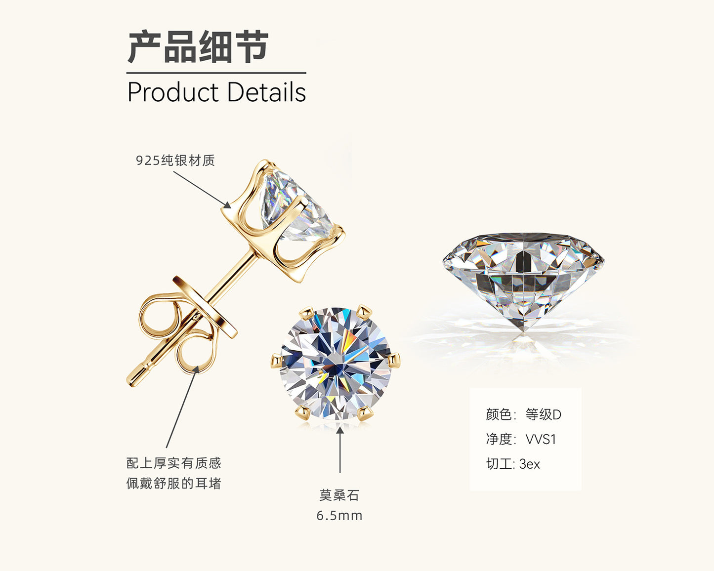 Moissanite Stud Earring Collection