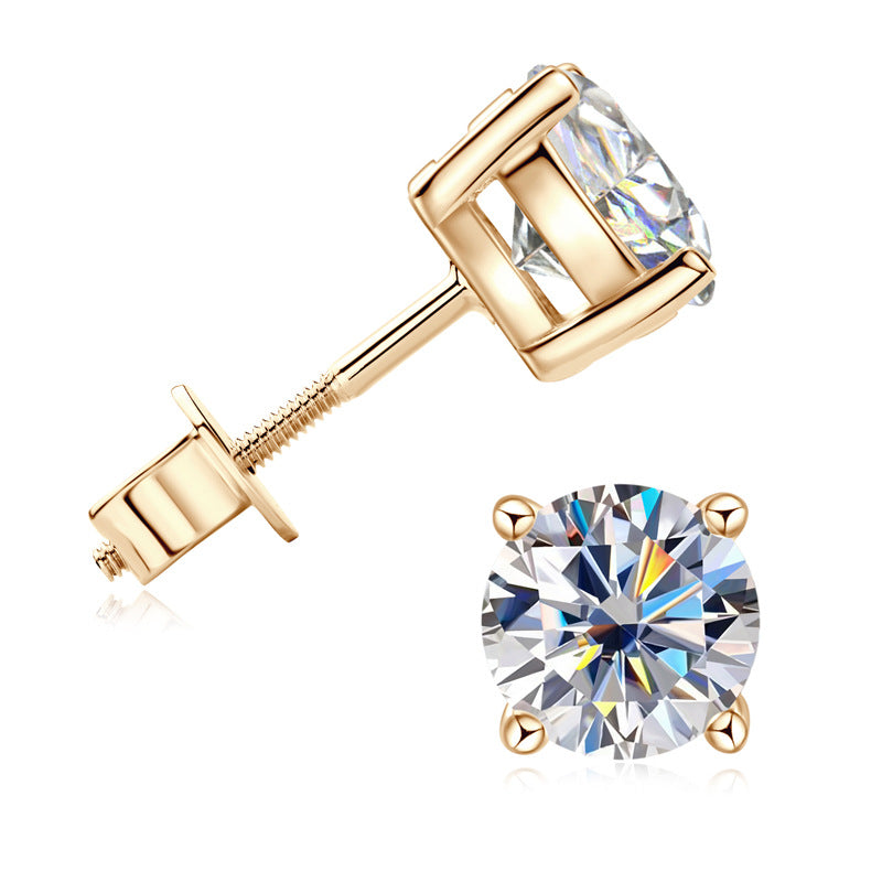 Round Moissanite Studs in 10K Gold