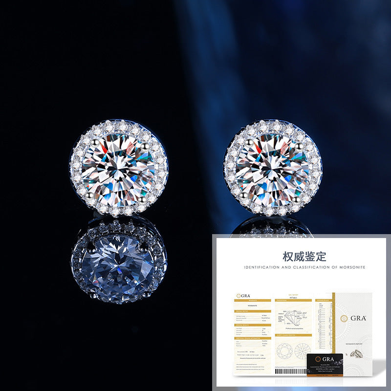 VVS Moissanite Diamond Halo Stud Earrings For Men