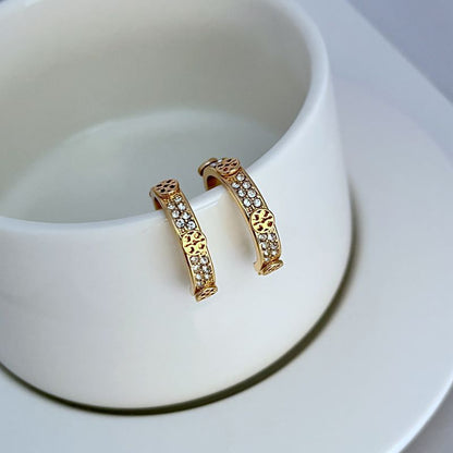 Tory Burch Exquisite Round Diamond-Logo Metal Earrings