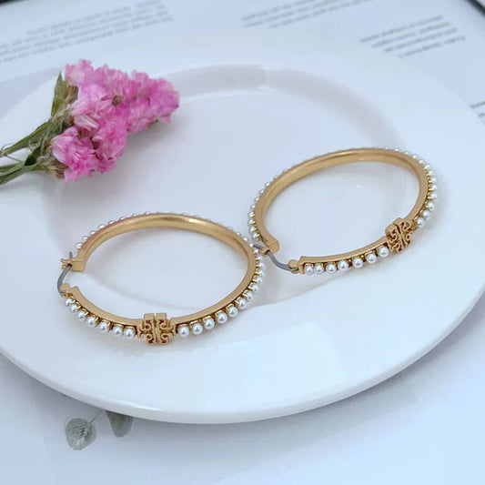 Tory Burch Pearl Hoop Earrings
