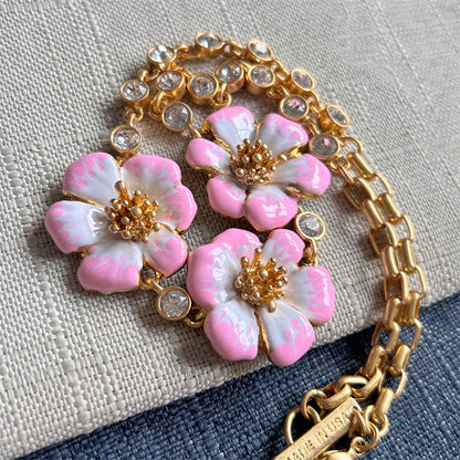 Oscar de la Renta Enamel Cherry Blossom Pendant Necklace