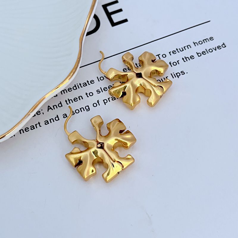 Tory Burch Commuter-Style 3D Logo Metal Earrings Women's