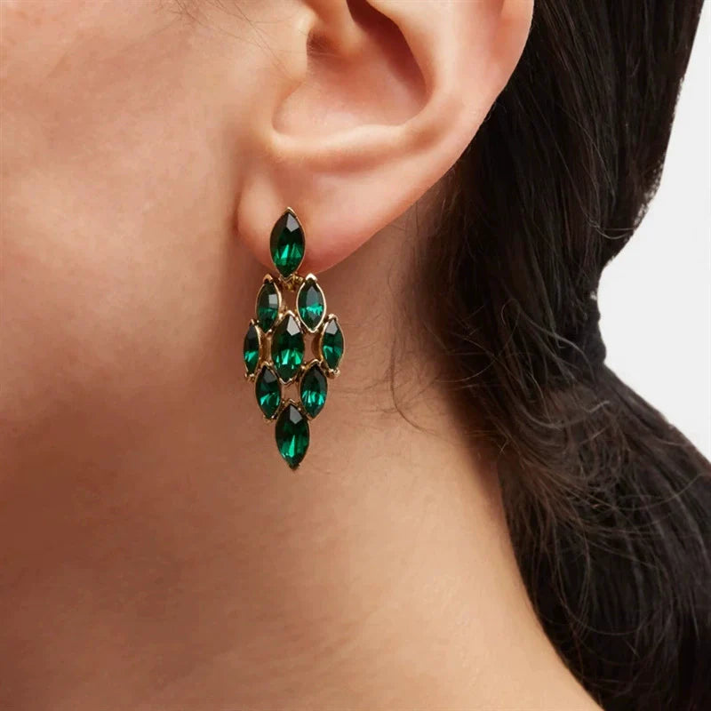 Oscar de la Renta Sparkling Rhinestone Diamond Shaped Earrings