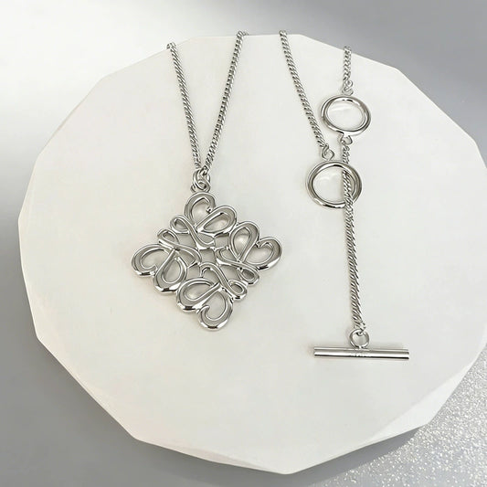 LOEWE Classic Cut-out Logo Square Pendant Necklace