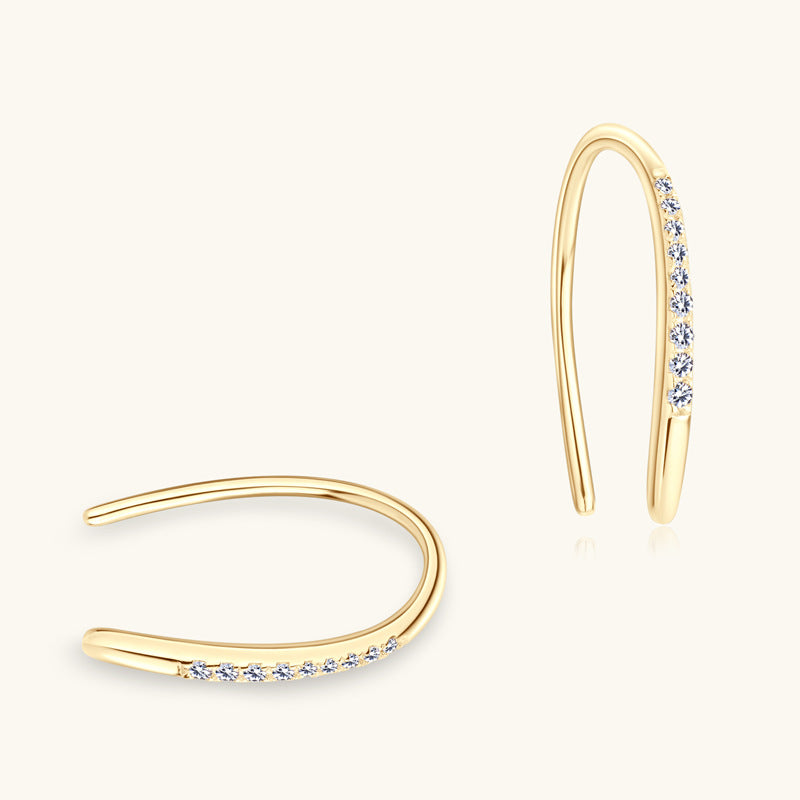 Moissanite Huggie Hoop Earrings with Dangling Stone