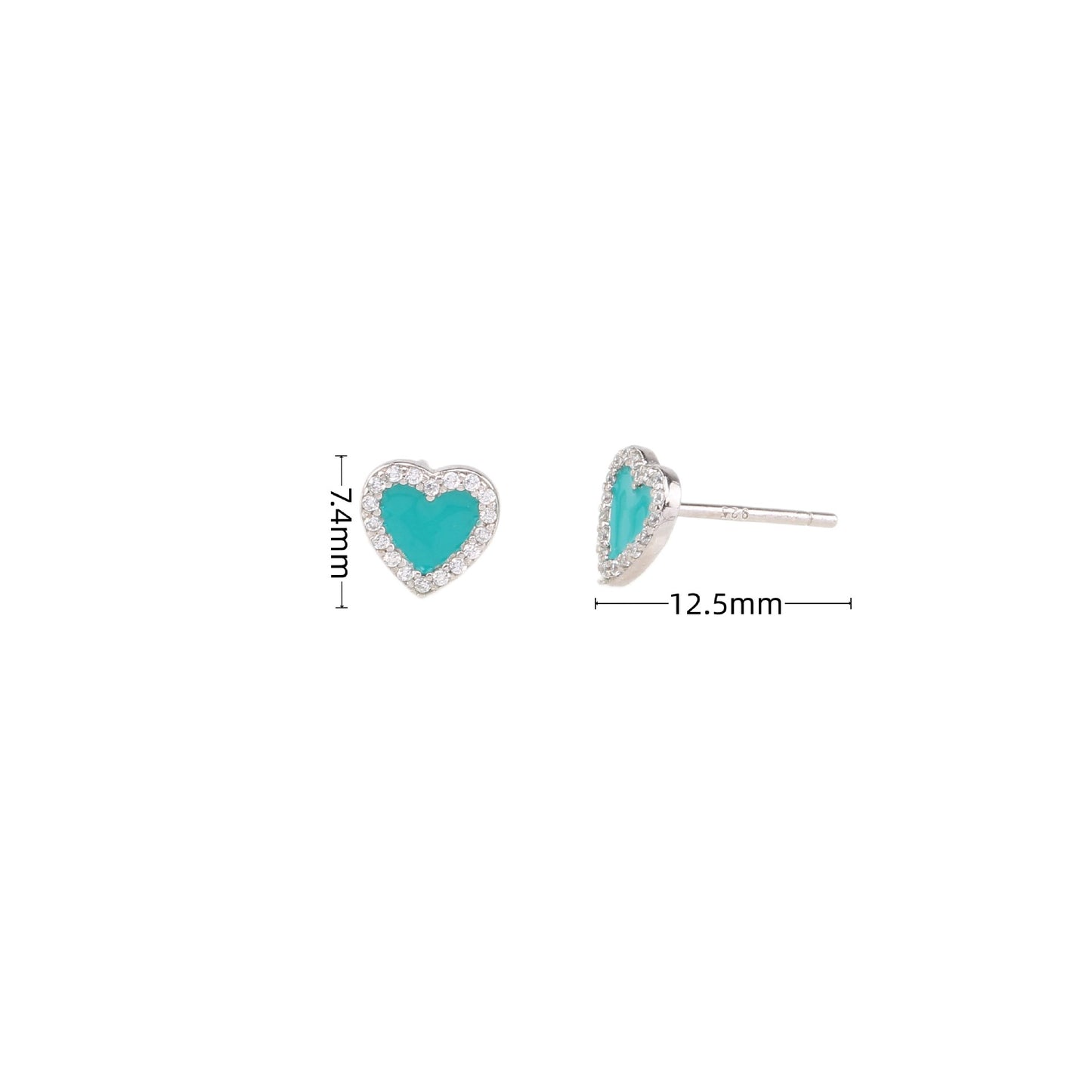 double heart sparkling stud earrings