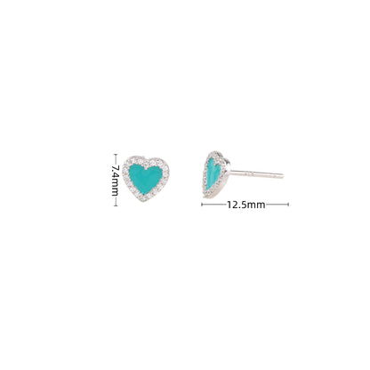 double heart sparkling stud earrings