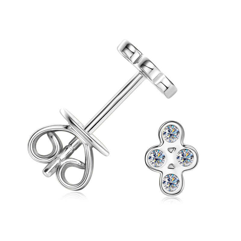 Moissanite Four-Leaf Clover Stud Earrings