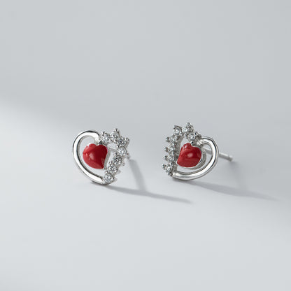 red heart earrings