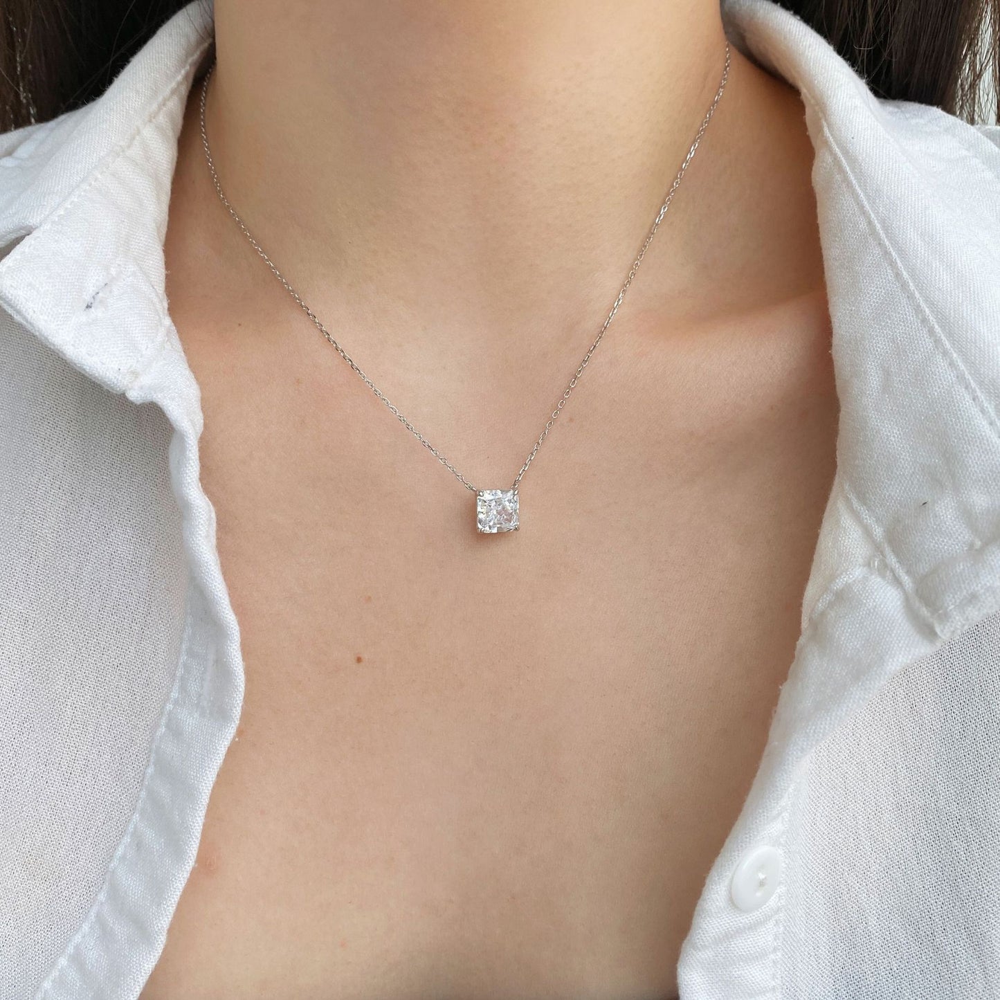 Square Cubic Zirconia Pendant