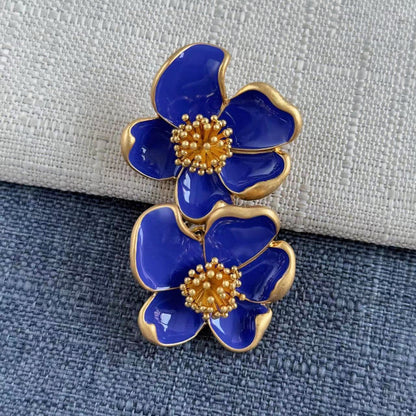 Oscar de la Renta Vintage Enamel Floral Stud Earrings for Women