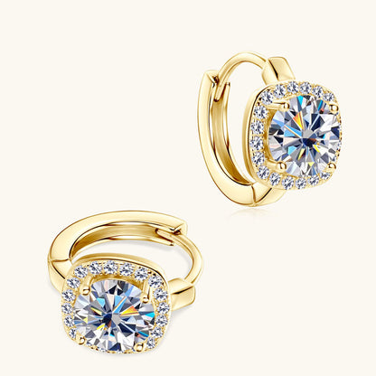 Moissanite Halo Huggie Hoop Earrings