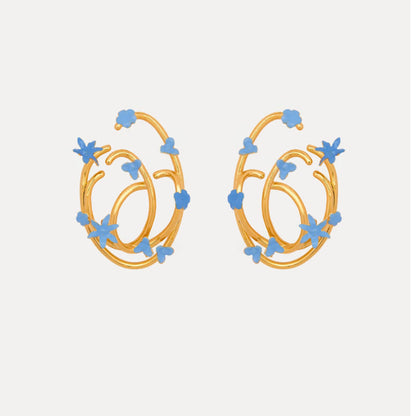 Oscar de la Renta Entwined Geometric Enamel Flower Earrings