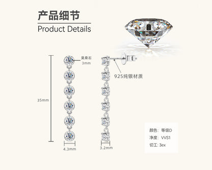 Moissanite Linear Drop Earrings