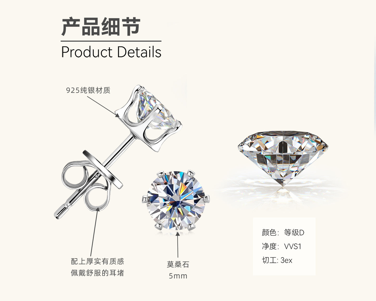 Moissanite Stud Earring Collection