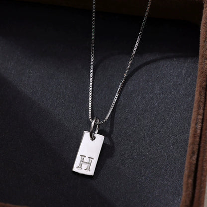 S925 Sterling Silver Simple Square Letter Necklace