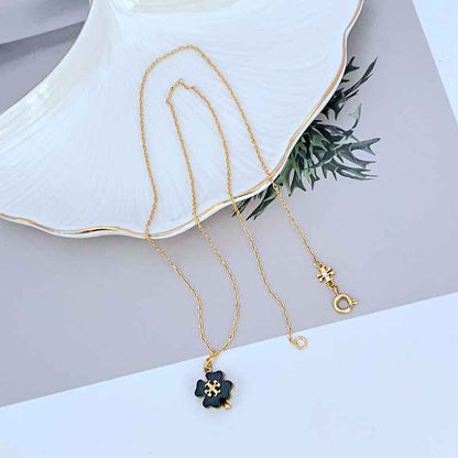 新款时尚轻奢气质简约镶嵌亚克力英文字母花朵造型女款精美项链